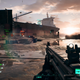 The sun sets over a beached oil tanker in Battlefield 2042's Discarded map.